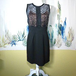 BCBGMaxAzria Black Mini Dress with Sheer Lace Detail